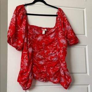 Ava & Viv Red Floral Blouse
